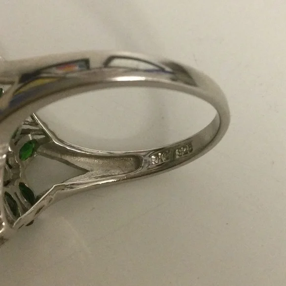 Sterling silver Chrome Diopside and white Zircon ring in size 10 NWOT - Picture 3 of 4